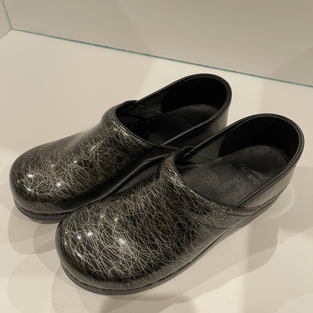 Dansko Black And Metallic Clogs 41